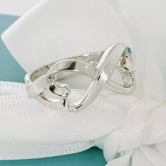 Tiffany & Co. Double Loving Heart Ring Paloma Picasso -529 Silver - Sz 6 - Picture 8 of 16